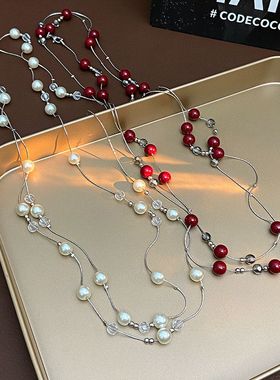 文艺复古珍珠串珠项链个性气质