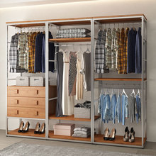 纯实木衣柜新款2025爆款卧室家用衣橱金属铁艺钢架结构定制衣帽间
