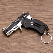 折叠皮筋枪儿童玩具全金属合金枪男孩连射连发威力超大橡皮软弹枪