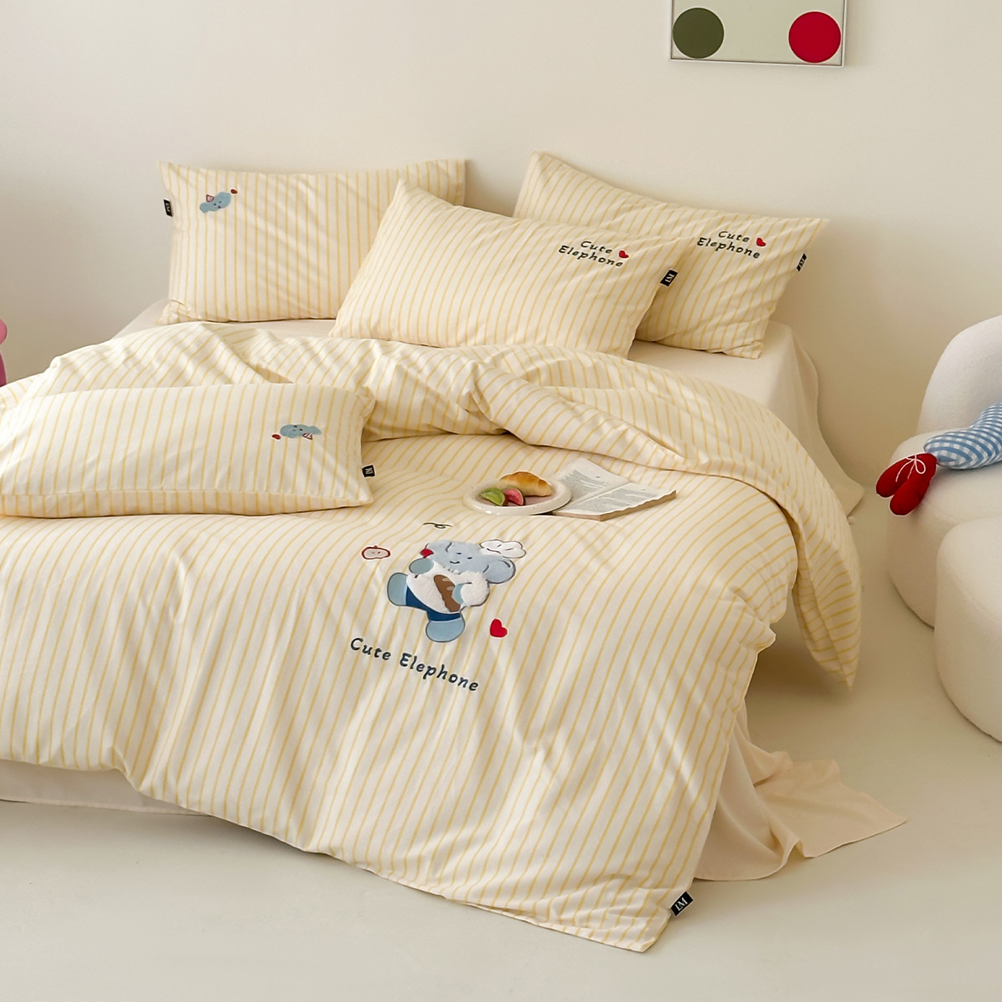 2025新款全棉磨毛卡通毛巾绣四件套100纯棉儿童贴布绣床单被套