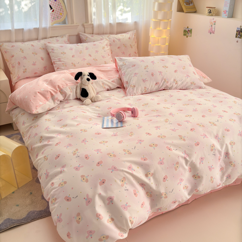 2025新款13372全棉四件套100纯棉小清新床单被套床笠式床上用品