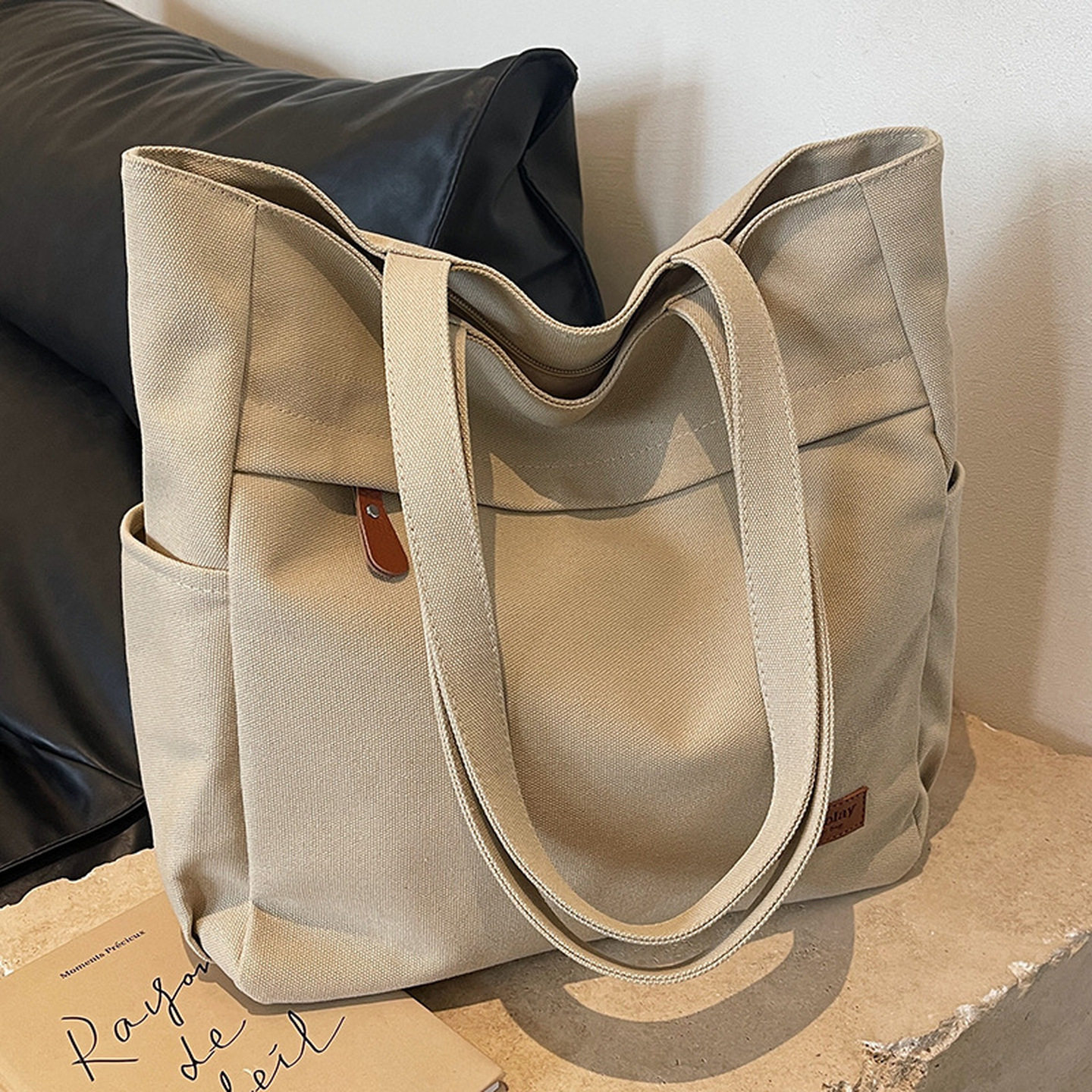 帆布包上班通勤高级感日系大容量休闲托特包学生上课包单肩手提包