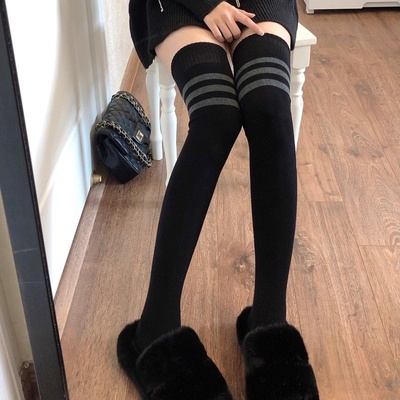 过膝长筒袜防下滑秋冬日系jk保暖白色打底高筒袜大腿袜加厚学院风