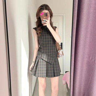 高级感气质绝美短裙子 法式 学院风格 子无袖 背心连衣裙女2025夏季