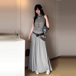 巨好看 灰色绝美套装 今年流行爆款 裙子女夏季 连衣裙长裙 2025新款