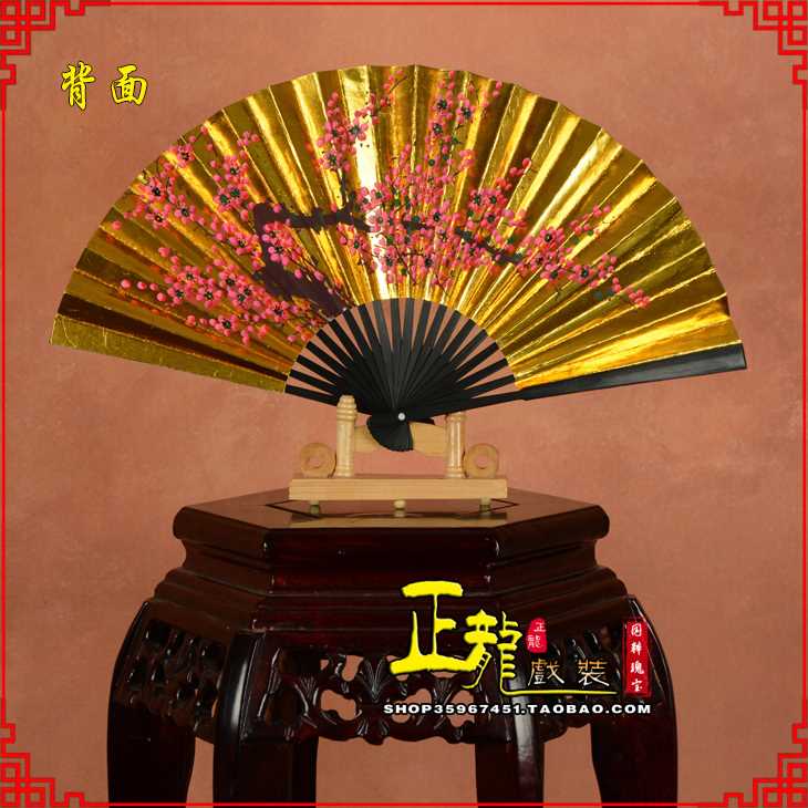 正龙戏装 京剧戏曲戏剧贵妃醉酒牡丹折扇儿童扇子7寸8寸9寸 金扇