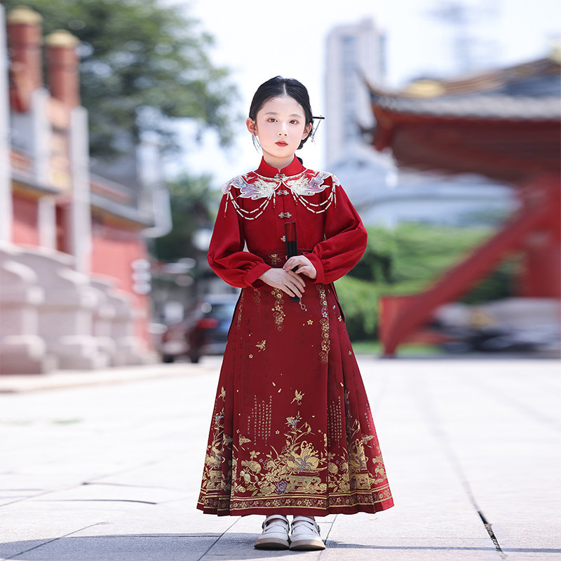 女童马面裙套装2026新款春秋季儿童新中式国风高级感小女孩秋冬款