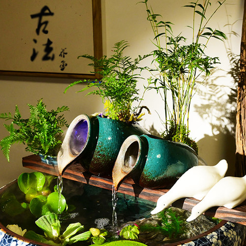 循环流水古法养鱼生态缸陶罐配件