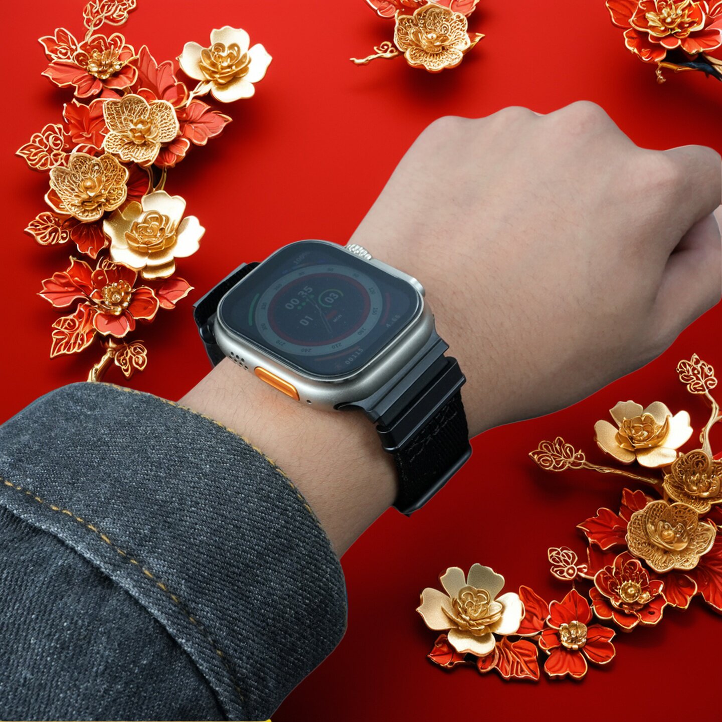 适用苹果AppleWatch11手表表琏Ultra3/2尼龙战术表带iwatchS10腕带se透气织物表配件