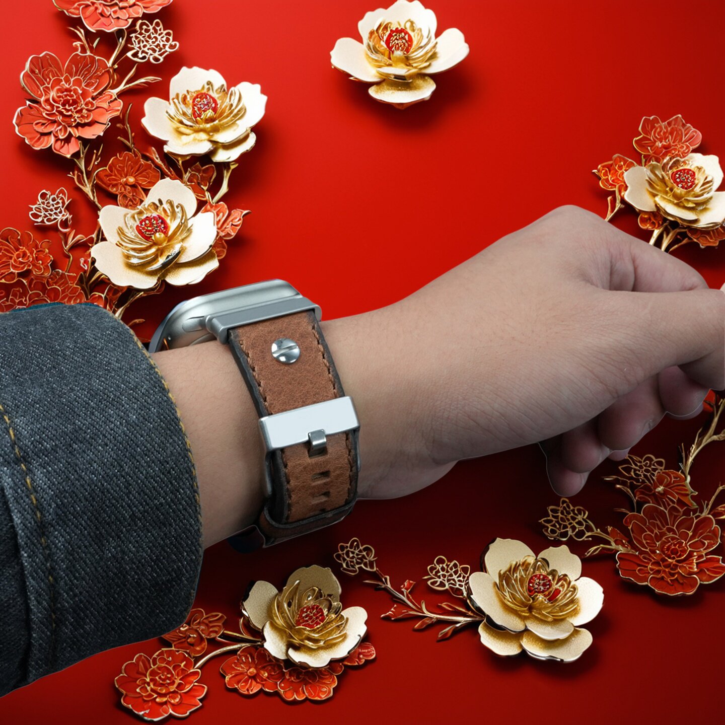 复古高品质手表带 适用苹果Ultra3/2手表带真皮iWatch11表链Apple Watch 10铆钉牛皮腕带配件