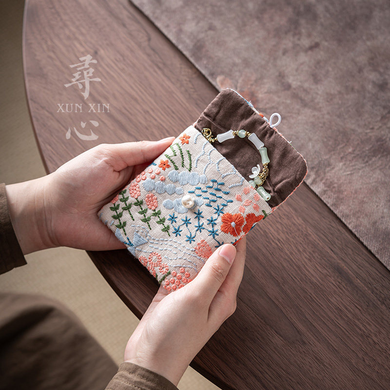 寻心老布刺绣手串收纳包布艺茶道禅意配件首饰收纳袋随身防尘袋,餐饮具,茶道/零配,淘宝优惠券,粉丝福利购,淘宝优惠卷