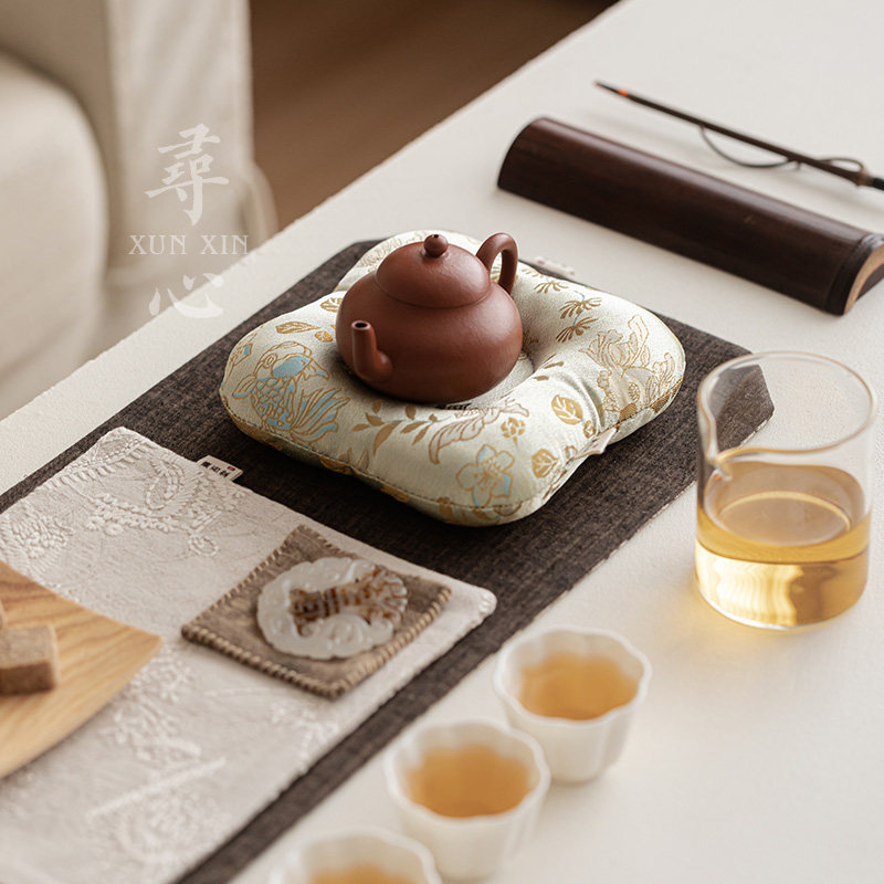 寻心国风充棉布艺茶托壶承图片