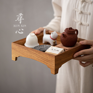 正方形奉茶盘简约胡桃木壶承托盘家用干泡台实木收纳盒茶食点心碟