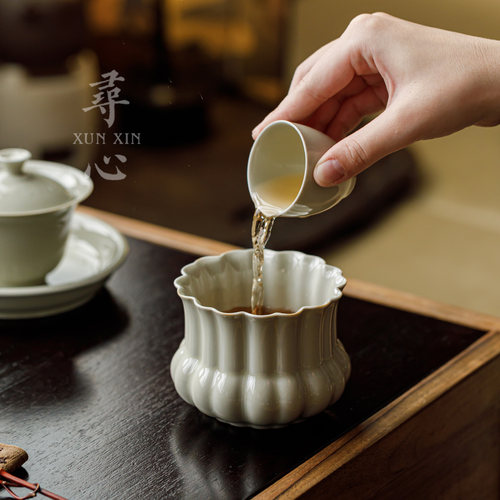 寻心蜜合釉建水陶瓷渣桶缸水盂