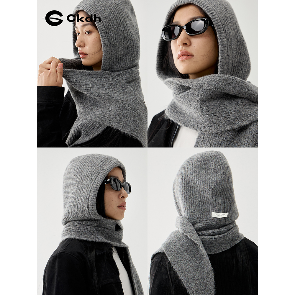 CKDH帽子围巾一体羊毛混纺秋冬