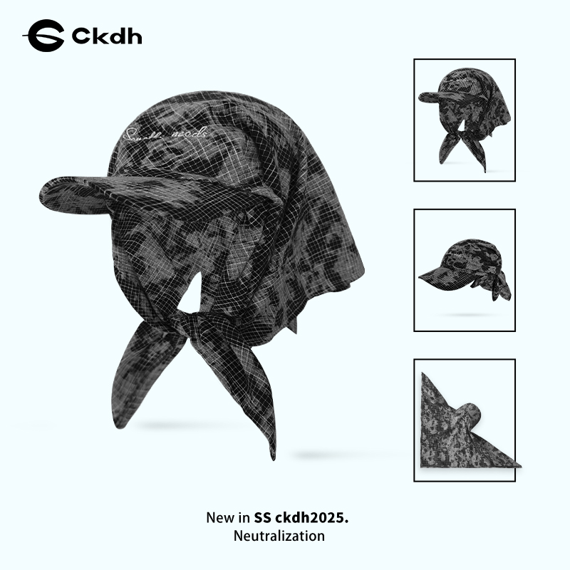 CKDH复古格纹绑带头巾帽