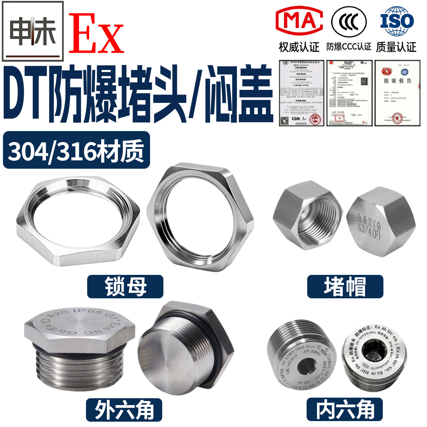 DT防爆堵头/闷盖304不锈钢