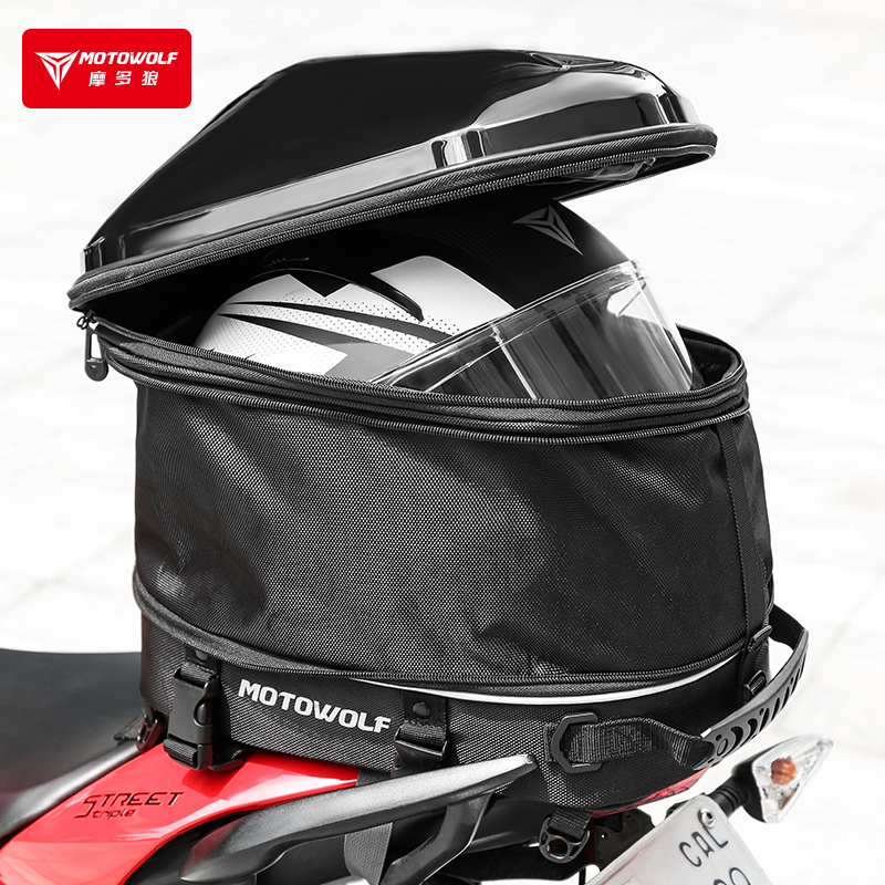 motowolf摩托车车尾包机车摩旅骑行可放全盔后座包双肩包骑士装备