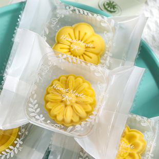 月饼蛋黄酥绿豆糕包装袋子50克100g鲜花茶饼雪花桃花酥透明机封袋