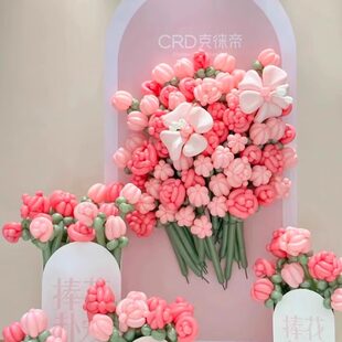情人节花朵气球花束生日礼物盒装饰商店场景氛围布置户外摊位道具