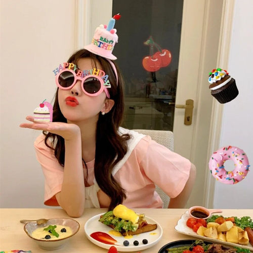 闺蜜姐妹网红ins搞怪生日眼镜