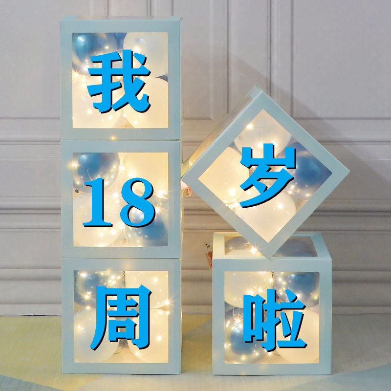 18周岁成人礼生日快乐装饰网红发光盒子趴体派对场景背景墙布置品
