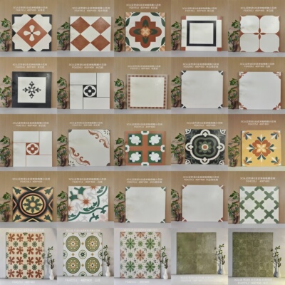 全瓷复古花砖地砖400*400哑光卫生间瓷砖厨房浴室阳台庭院防滑砖