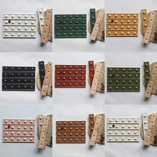 卫生间腰线圆点装 纯色瓷砖潮 饰条收口条复古田园风欧姆线黑色法式