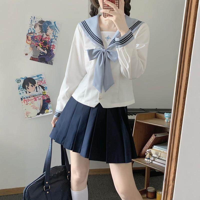 凌兰私立秋柚语工作室水手服原创正版日系学院风校供制服百褶裙短