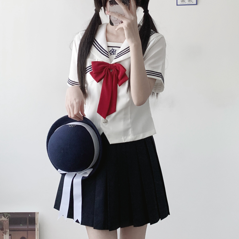 秋柚语原创水手服蕙兰中jk制服套装日系学院风收腰水手服短袖夏季