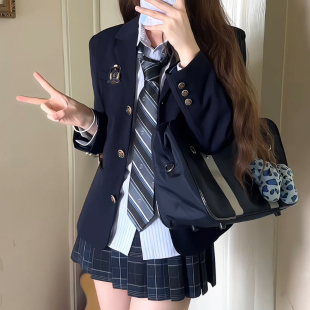 秋柚语女生高中生三粒扣日系JK学院风外套jk制服西装女小个校供感