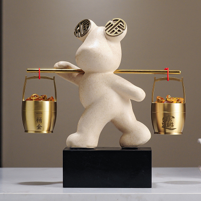 客厅高级感柜子摆件柜子装饰品摆件一桶金招财小熊电视柜酒柜玄关