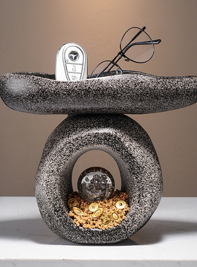 石来运转入户玄关钥匙收纳摆件家居客厅鞋柜托盘装饰品高级感小众