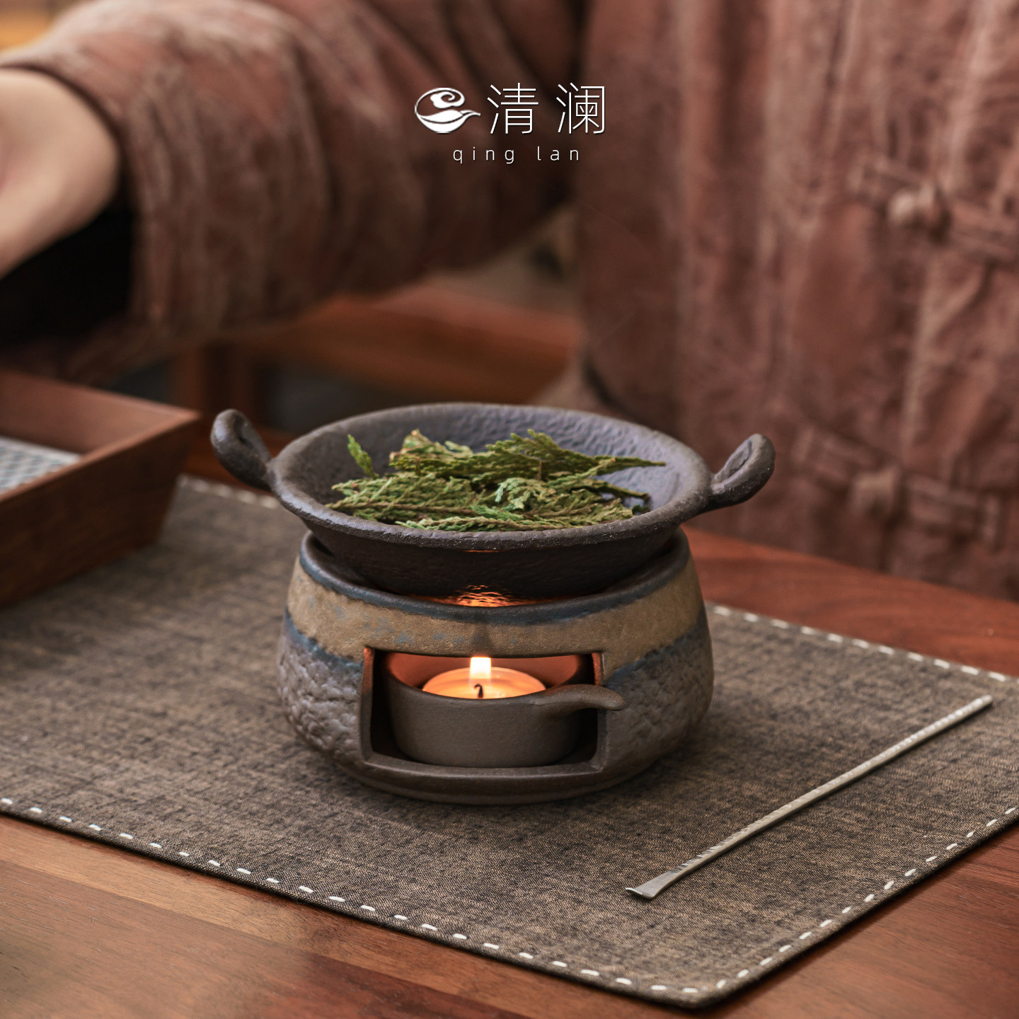 清澜陶瓷烤茶炉香薰炉家用室内蜡烛加热底座温茶茶道配件提香器