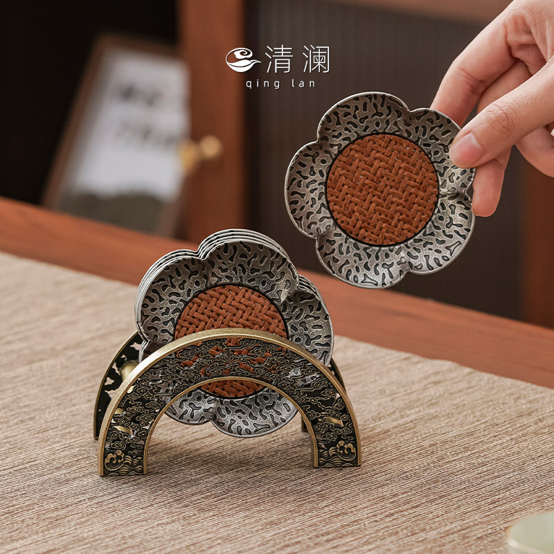 清澜锌合金茶杯垫轻奢高级感茶道禅意桌垫隔热垫防烫耐高温茶托