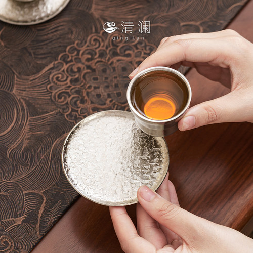 清澜纯钛圆形茶杯垫轻奢高级感