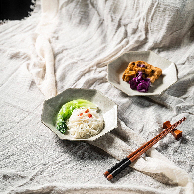 莳绘金缮粗陶手工日式古朴八角盘菜盘深盘家用凉菜碟点心水果盘子,餐饮具,盘,淘宝优惠券,粉丝福利购,淘宝优惠卷