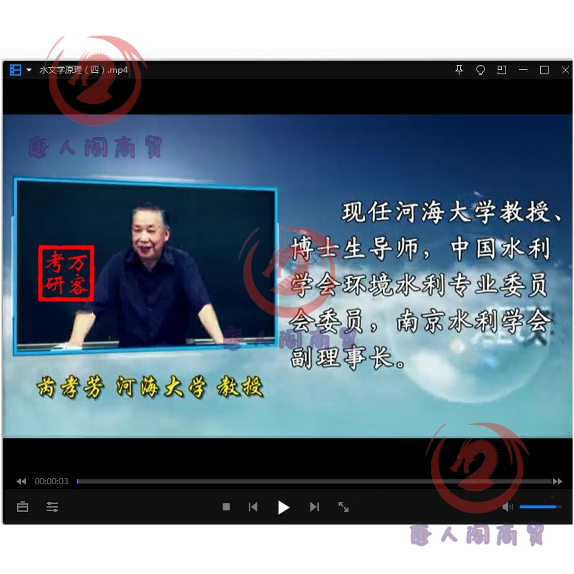 水文学原理视频教程河海大学芮孝芳 62讲教学教程MP4原始清晰5G