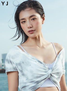 HAYJ 2022春秋新品Urban Escapism系列女士浅灰色大V领运动罩衫