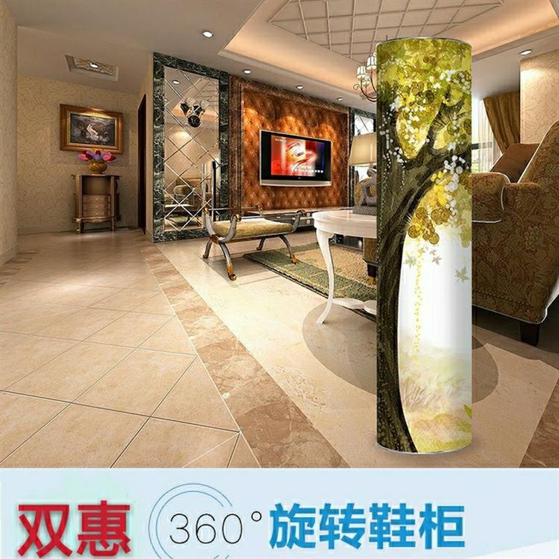 360创意圆形旋转鞋柜简约现代多层圆柱型鞋架省空间大容量门厅柜