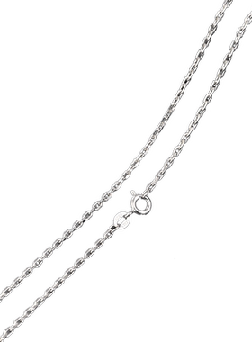 925纯银项链方形十字链锁骨链男潮链子毛衣链素链条ins女银饰链条