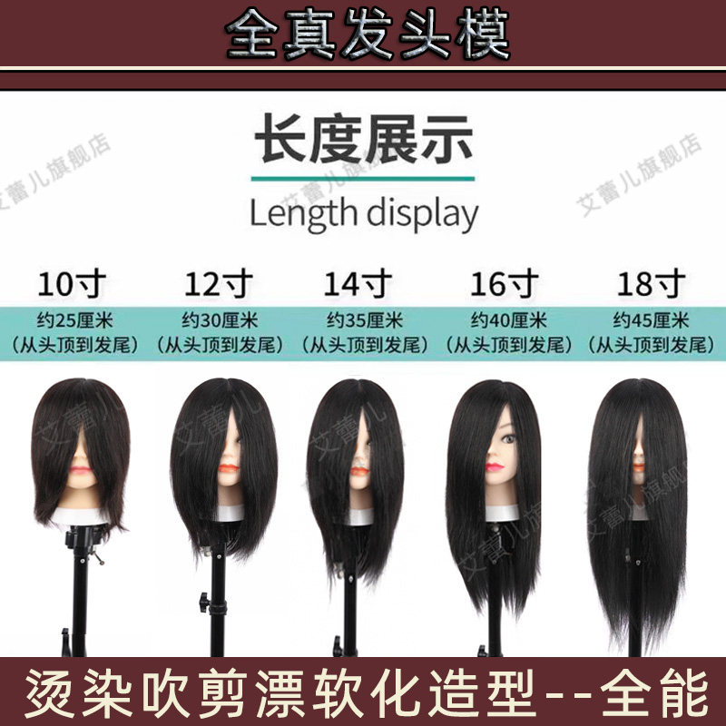 头模美发专用练习烫染造型真发头模理发店美发模特头假人模型头发