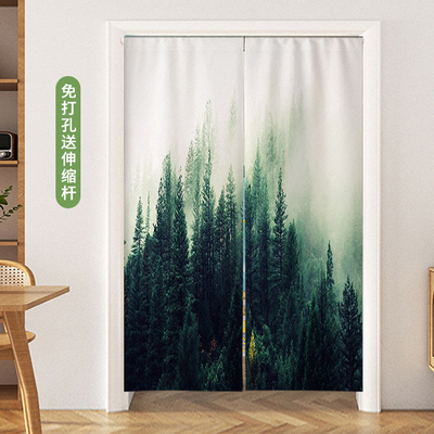 棉麻混纺2024新款布艺门帘遮挡帘