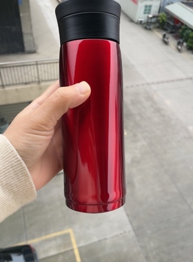 红色亮面真空保温杯子304不锈钢内胆商务水杯450ml品牌礼品随手杯