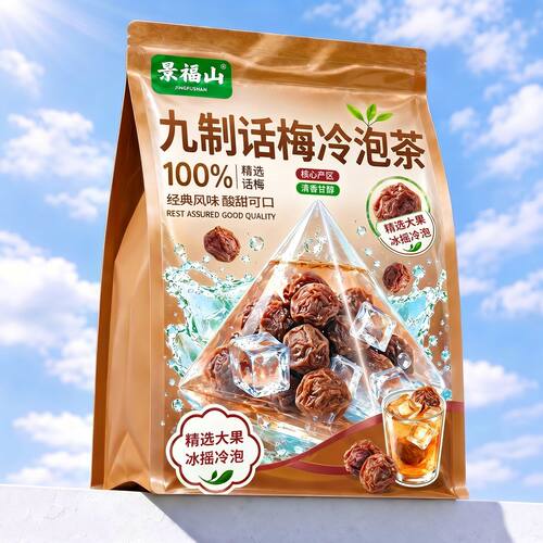 景福山 九制话梅干酸梅肉干果夏天冷泡茶网红水果茶冰摇饮品袋装