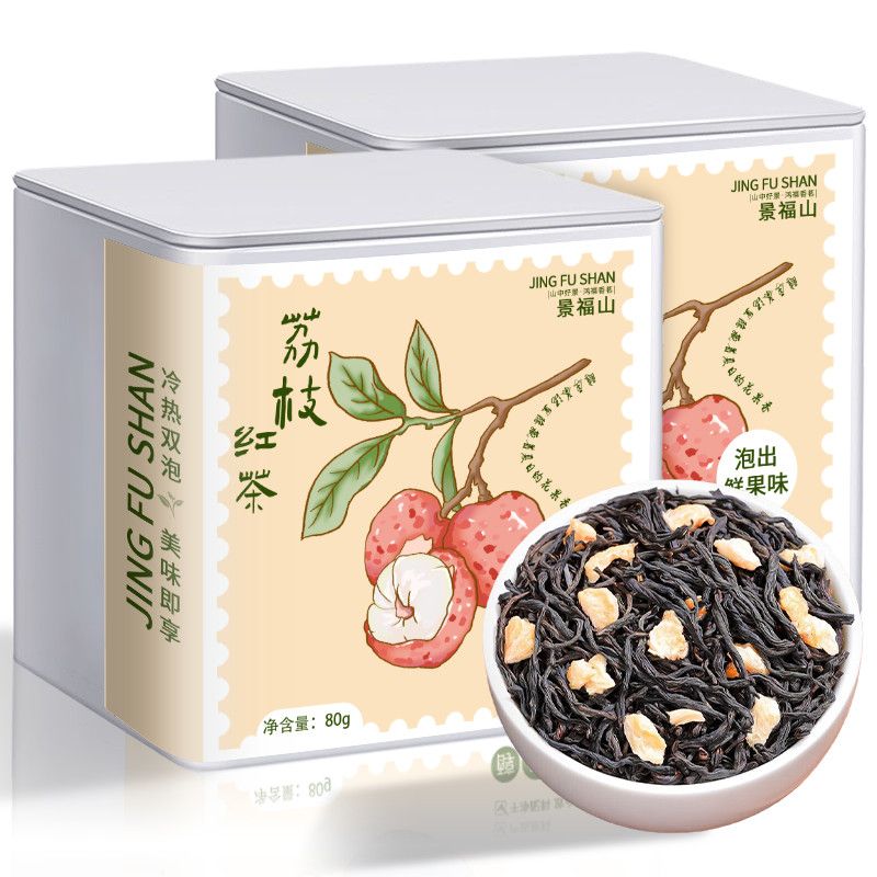 景福山 荔枝红茶新茶妃子笑高山茶水果茶荔枝果茶围炉煮茶罐装80g图片