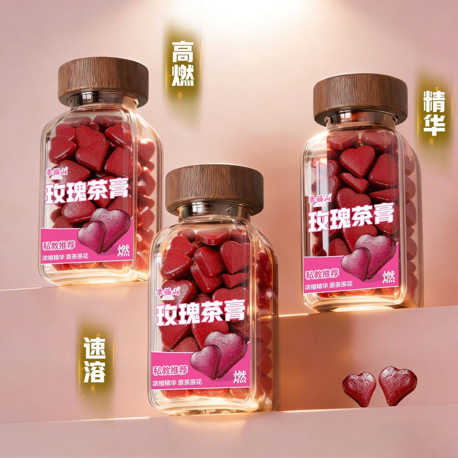 景福山新款玫瑰茶膏重瓣玫瑰柴火熬制速溶冷热双泡代用花草茶80g