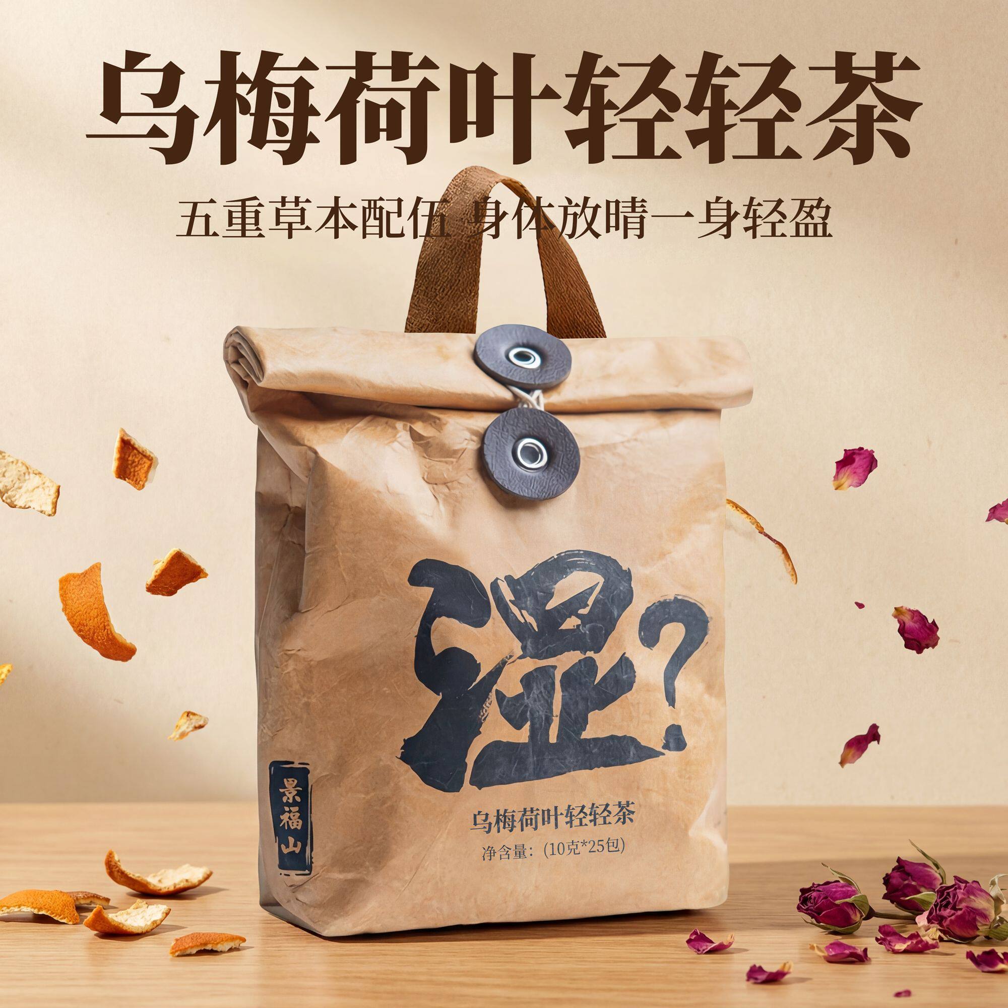 景福山乌梅荷叶茶酸梅汤玫瑰花山楂陈皮丝代用花草茶杜邦袋装