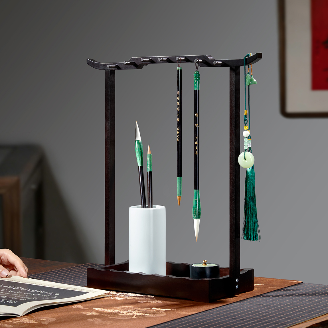 毛笔挂架学生用楠竹笔挂