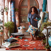 楼兰美惠 客厅地毯复古红色摩洛哥客厅茶几毯加厚卧室床边毯 美式